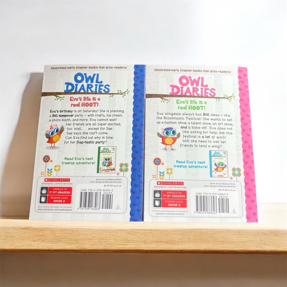 3/$22 Set of 2 Scholastic Owl Diaries Book Set Book 1 & 9 Rebecca Elliott Kids - Picture 2 of 7